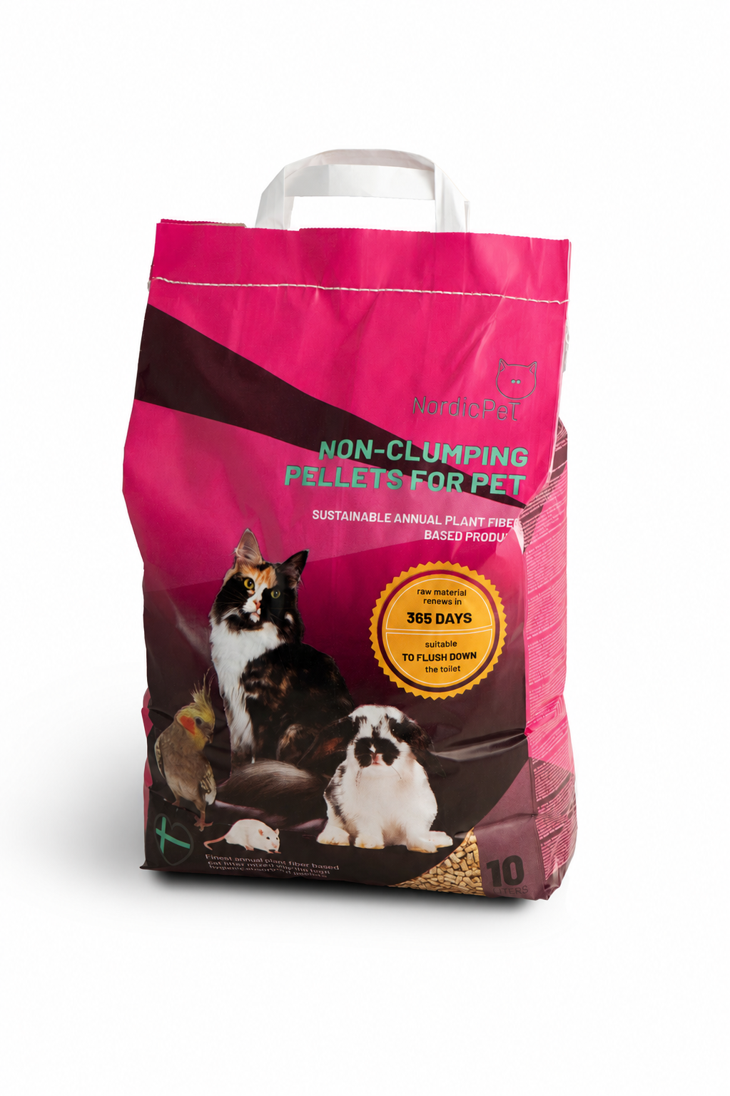 Nordic pet basic plant pellets 10 l Annual Plant Fiber Litter in Pellet Form NordicPet, 10l - Image 1
