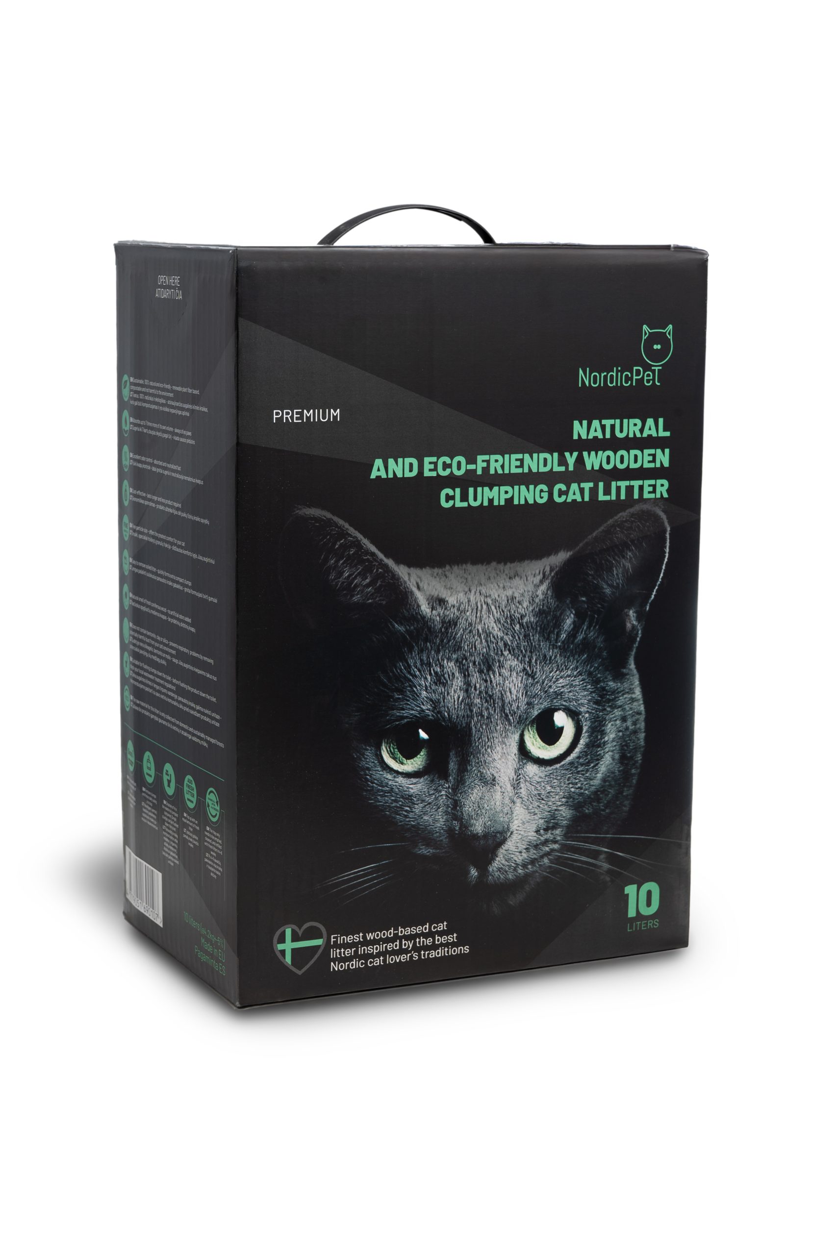 Nordic pet cat litter clumping wood box Sušokantis medžio kraikas katėms NordicPet dėžutėje, 10l - Image 1